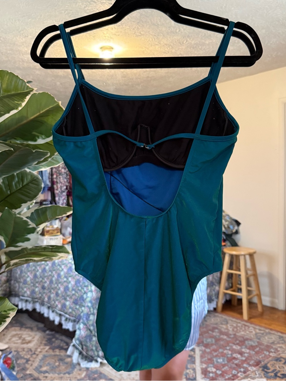 Vintage 90s Jantzen blue & green metallic bathing suit - Picture 4 of 7
